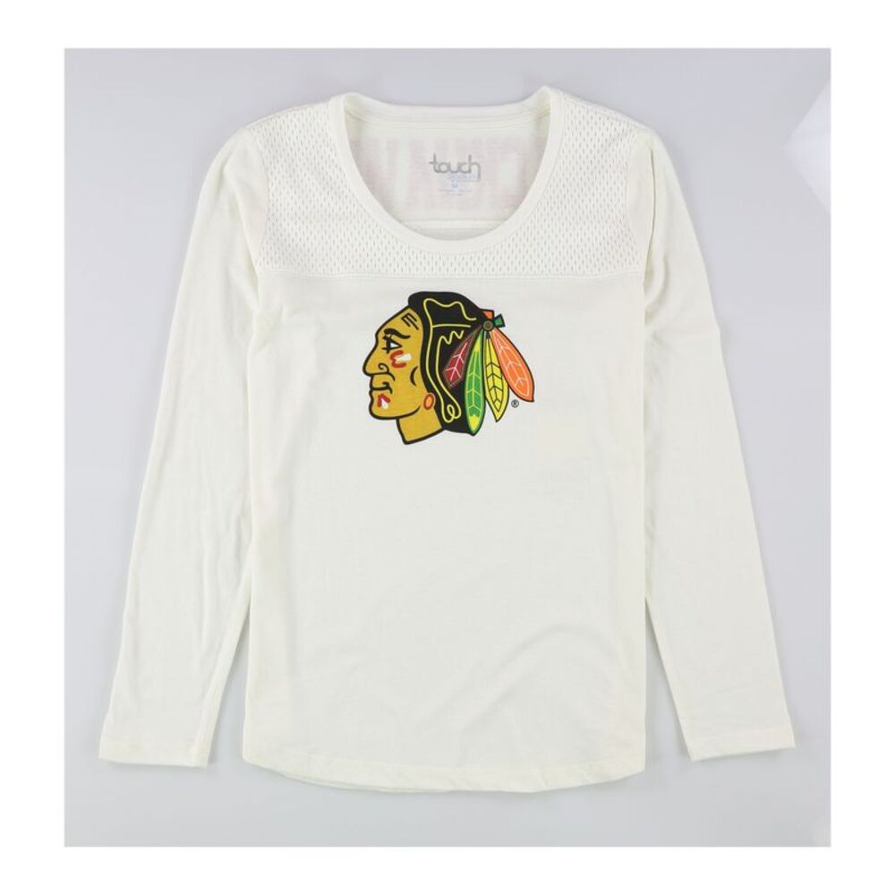 Touch Womens Chicago Blackhawks Graphic T-Shirt, Off-White, M, DM